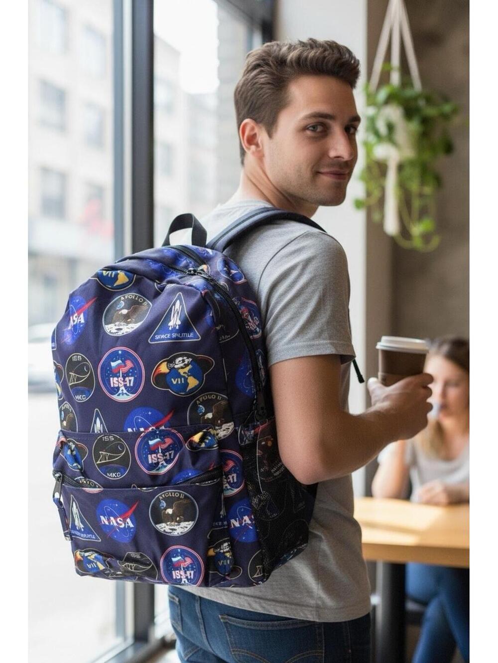 NASA Backpack Bioworld Apollo 11 Space Shuttle Patch Travel Book Bag